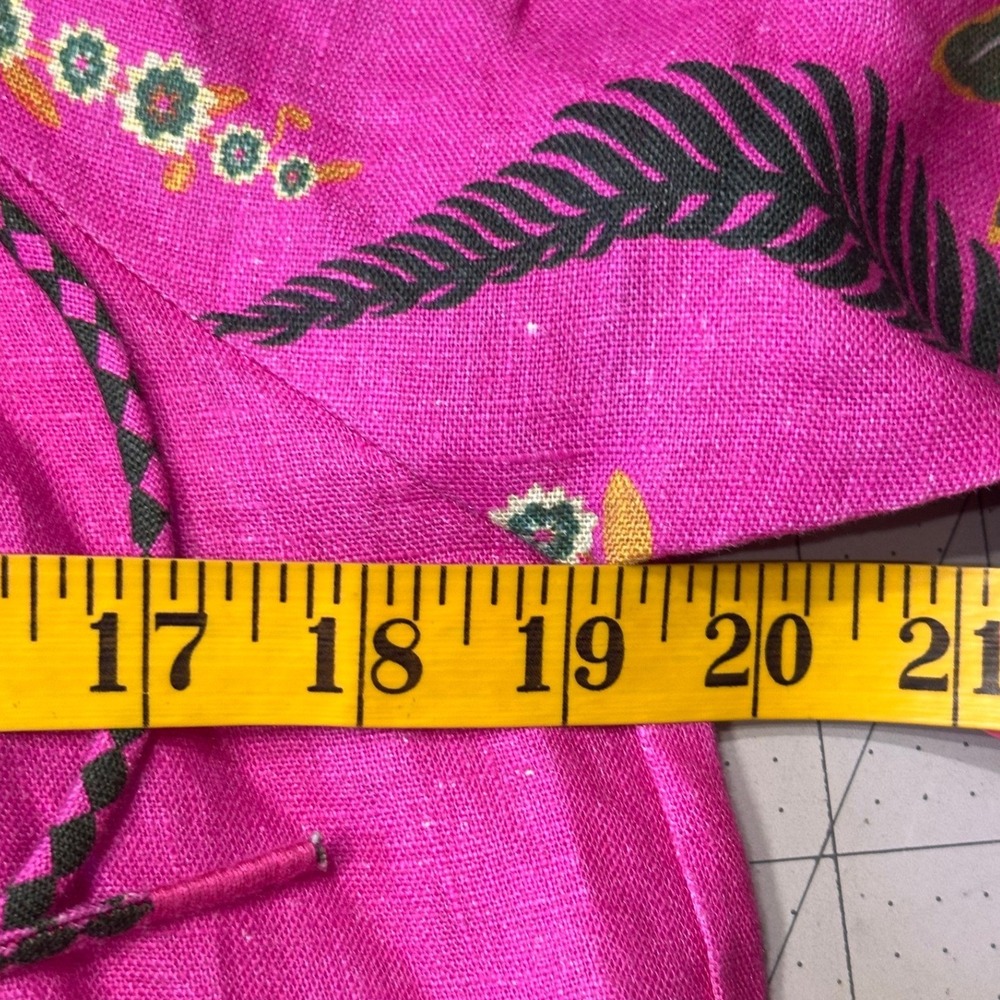 Farm Rio NWT SZ Sm Ana Tie Front Pink Floral Linen Blend Kaftan Midi Dress - Picture 9 of 16